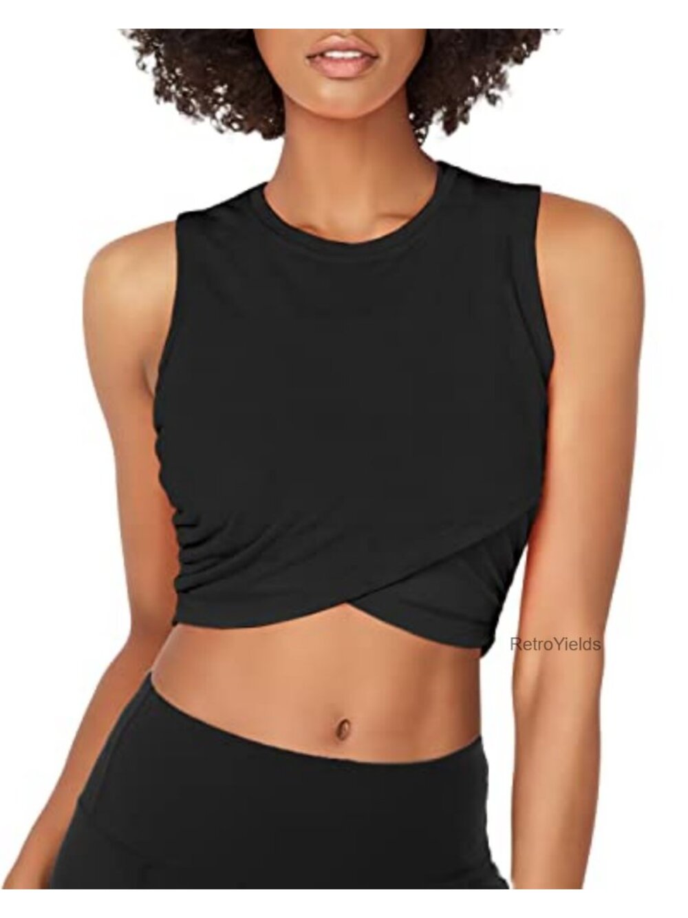 Cross Front Workout Crop Tank Top Women Fitted Athletic Yoga